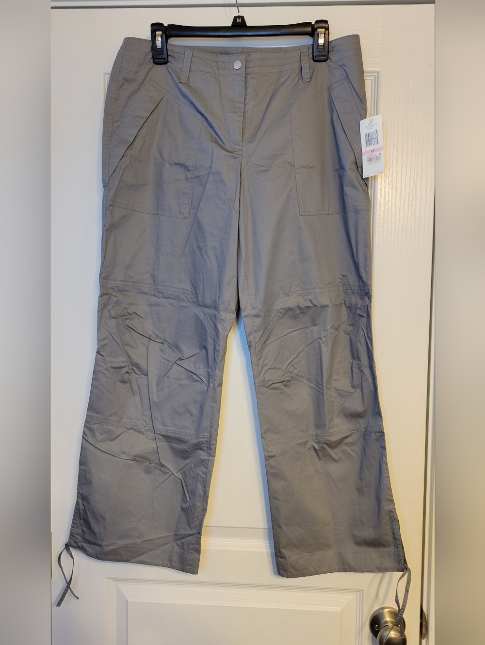Calvin Klein | Light Gray Drawstring Hem Utility Capri Pants